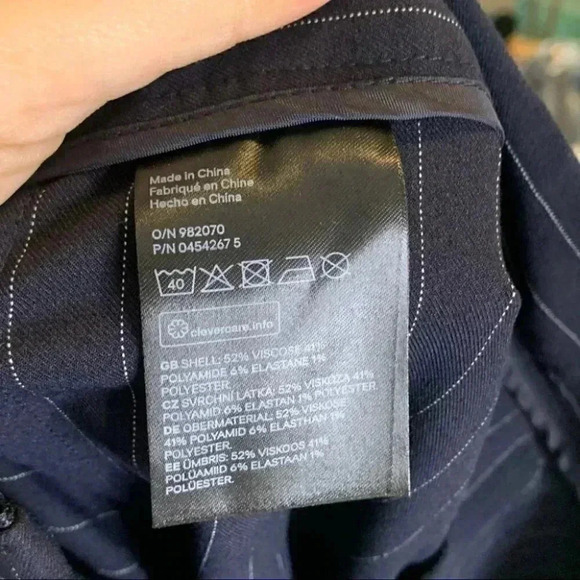 H&M navy pinstriped wrap asymmetrical zipper pencil skirt sz 12 - Picture 5 of 6